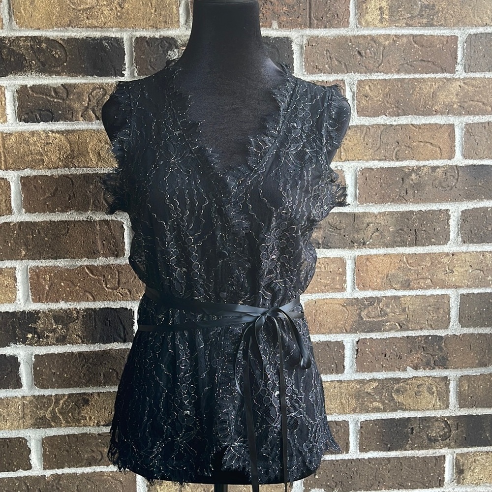 Vintage Y2K EXPRESS Black Lace Top - Picture 7 of 10